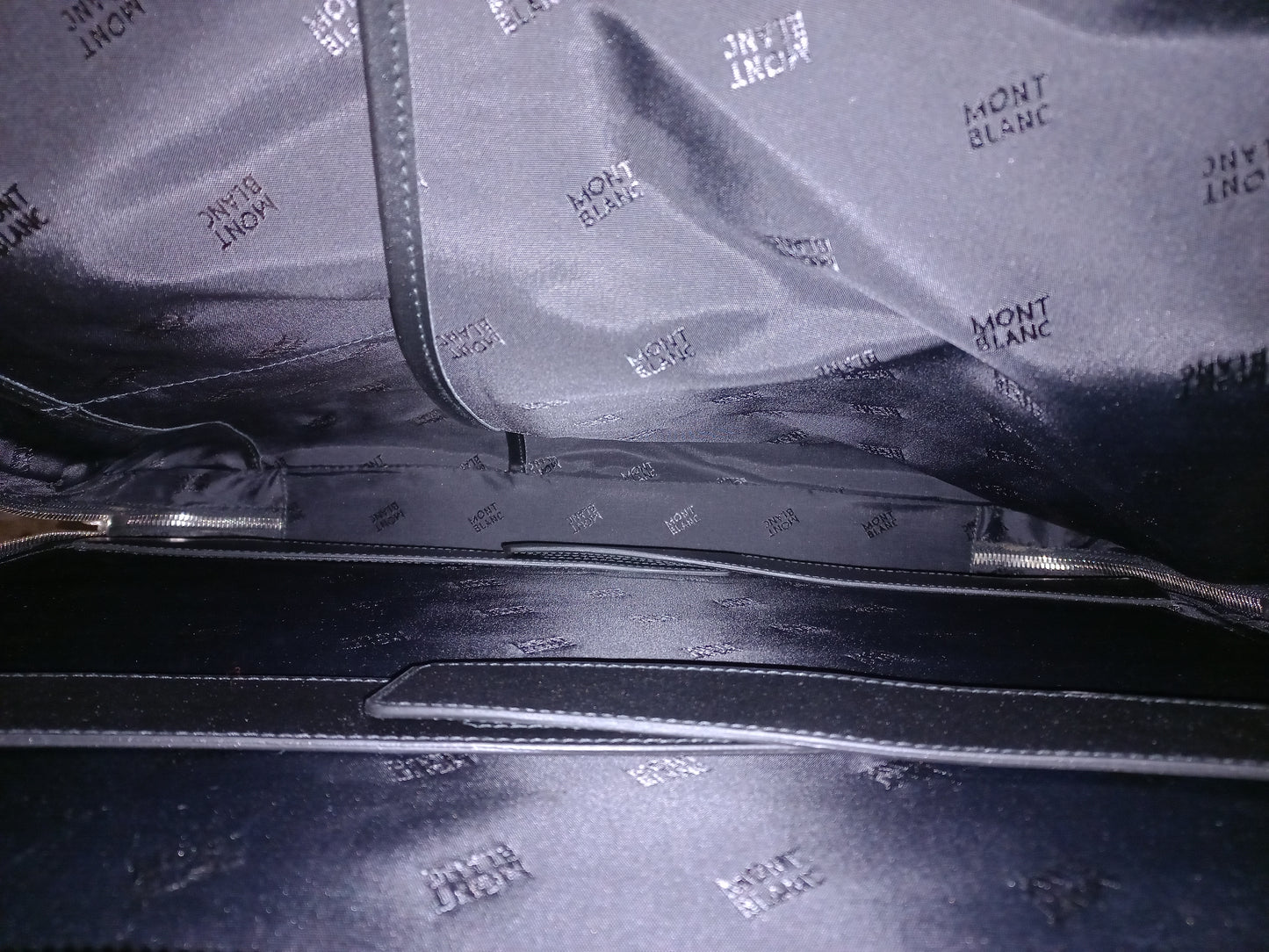 Mont Blanc Leather Laptop Briefcase Black