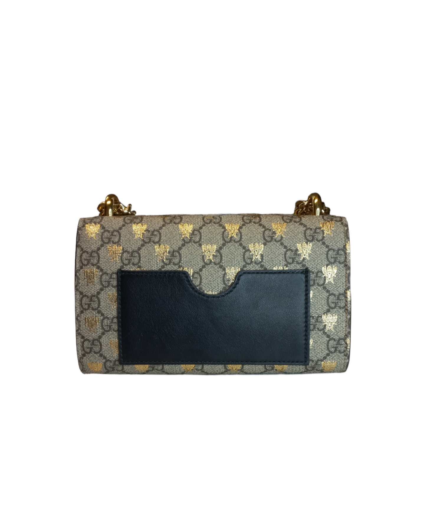 Gucci GG Supreme Padlock Bee Small Shoulder Bag Beige