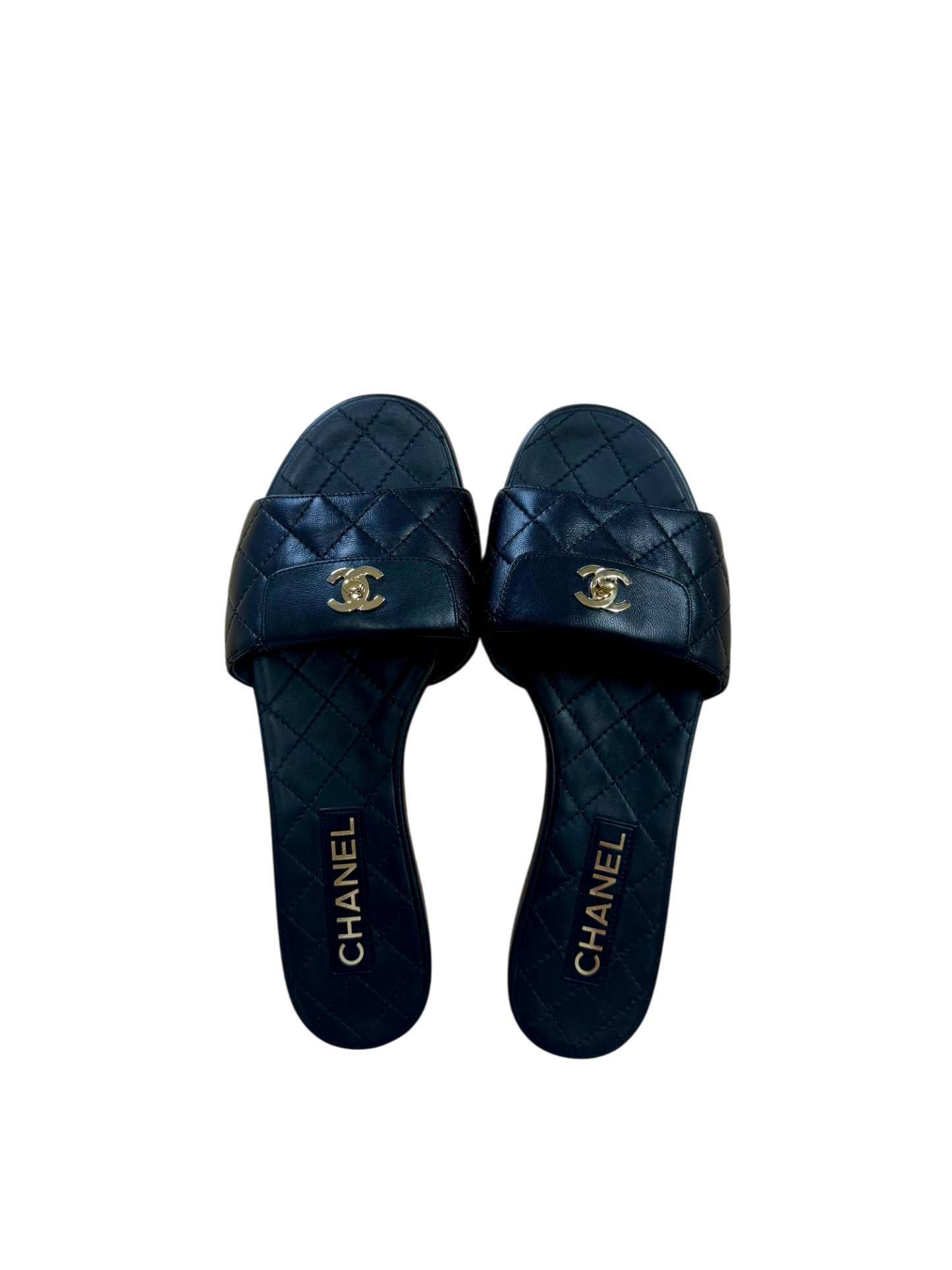 Chanel Quilted slide sandlas
