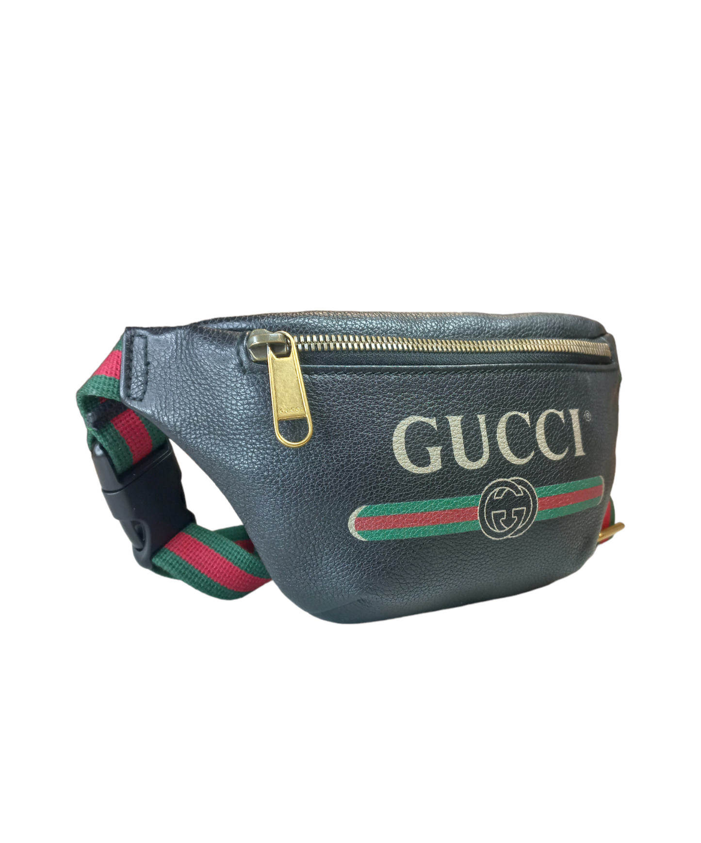 Gucci Logo Print Leather Mini Sling Backpack Black