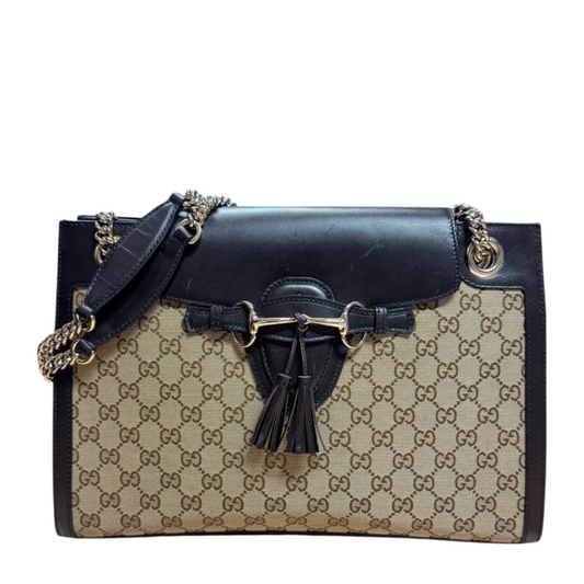 Gucci GG Canvas/Brown Emily Large Shoulder Bag