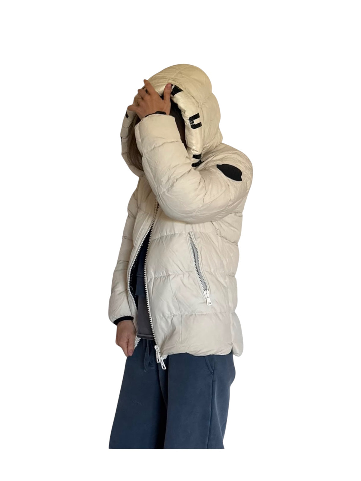 Moncler White Hooded Puffer Jacket
