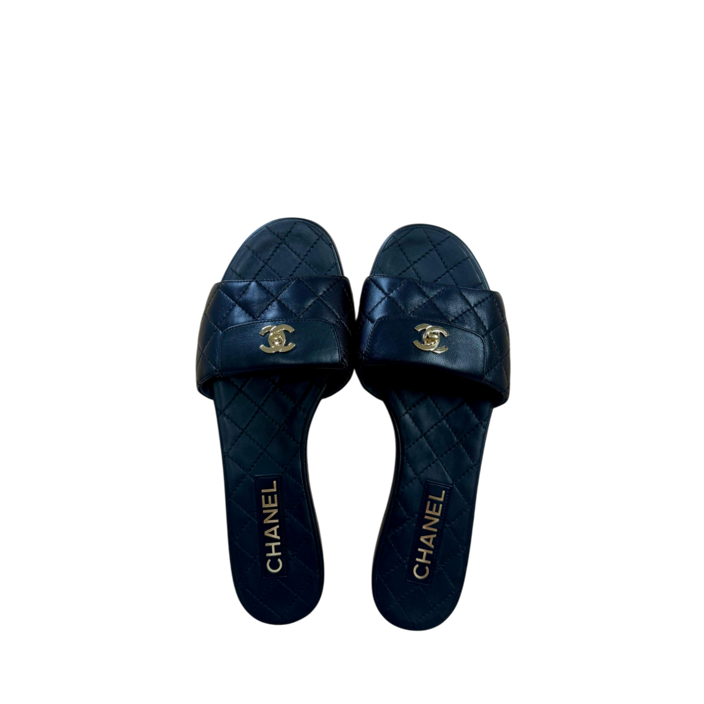 Chanel Quilted slide sandlas