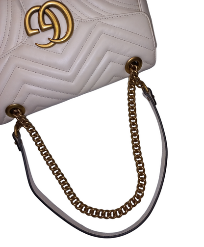 Gucci Leather Marmont Matelasse Small Shoulder Bag White