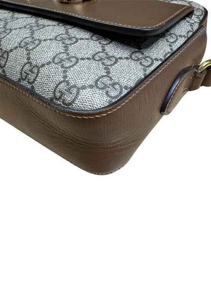 Gucci Horsebit 1955 Small Brown/Beige GG Supreme Shoulder Bag