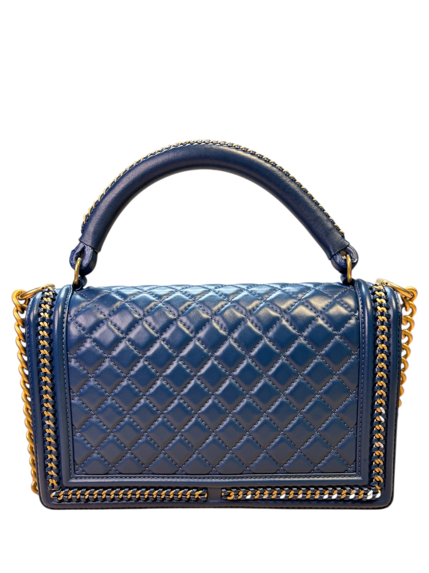 Chanel Boy Top Handle 28 Navy Blue