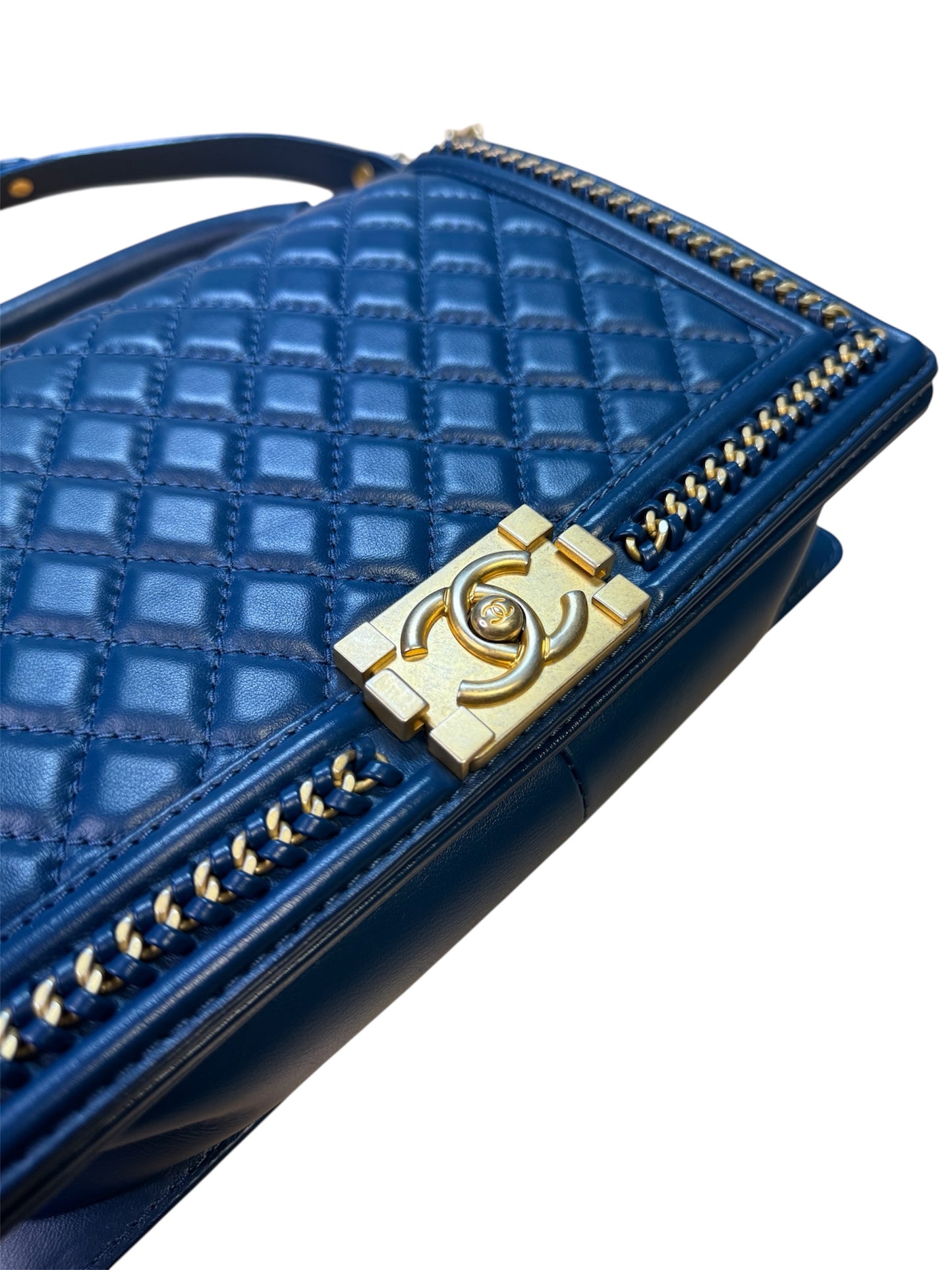 Chanel Boy Top Handle 28 Navy Blue