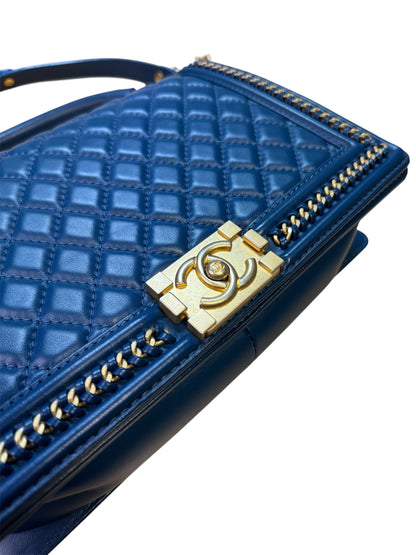 Chanel Boy Top Handle 28 Navy Blue
