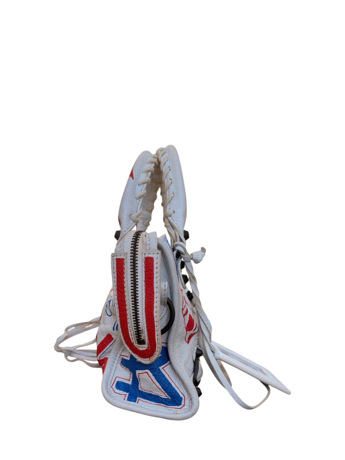 Balenciaga City Graffiti Classic Studs Mini Bag White