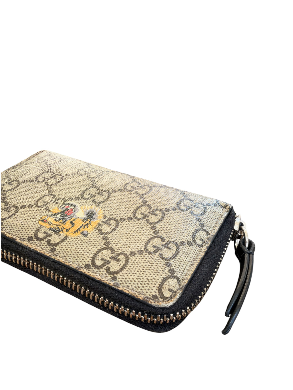 Gucci GG Supreme Tiger Print Zip-Around Wallet