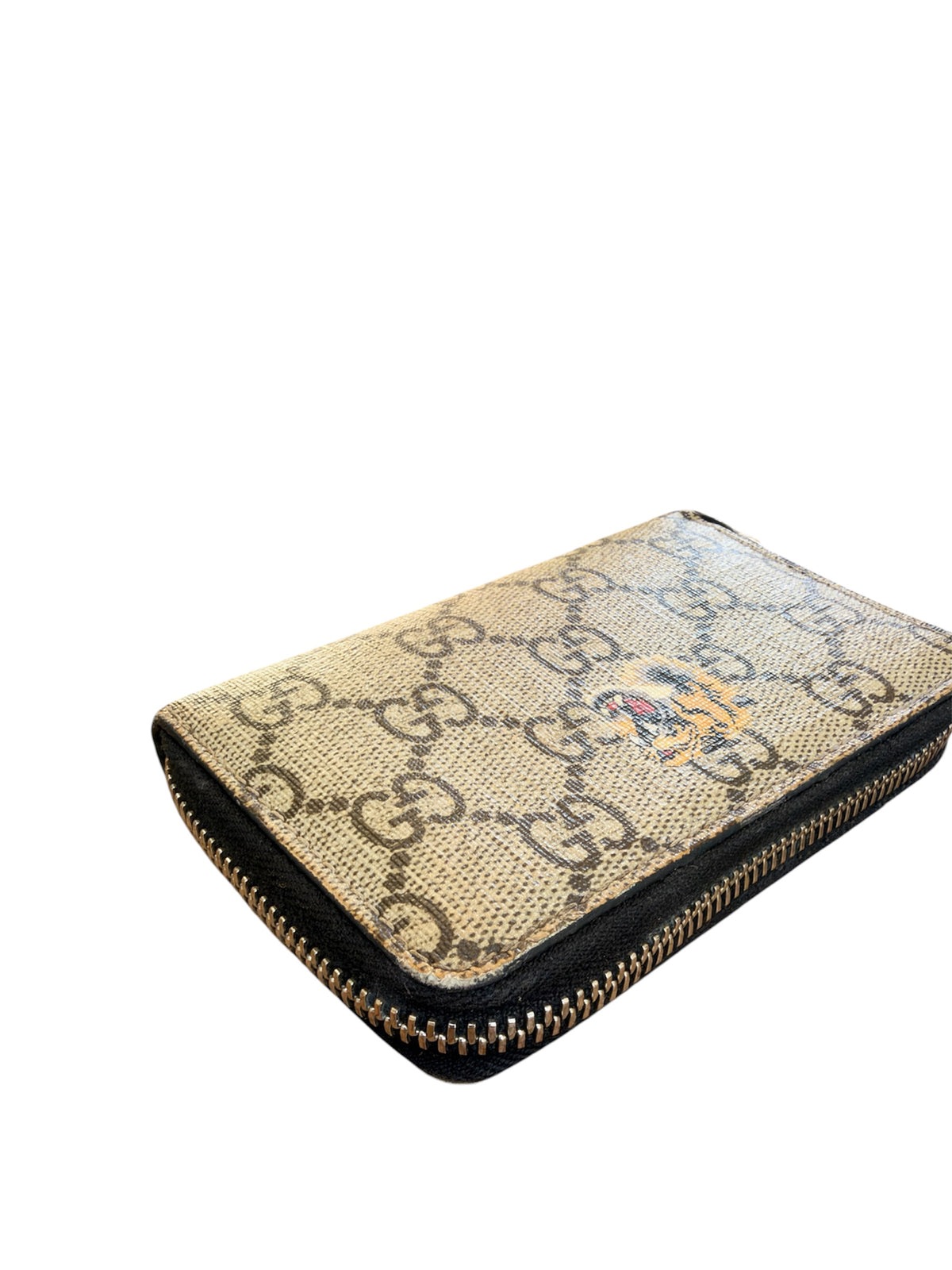 Gucci GG Supreme Tiger Print Zip-Around Wallet