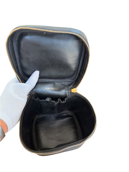 Chanel CC Caviar Leather Vanity Bag Black