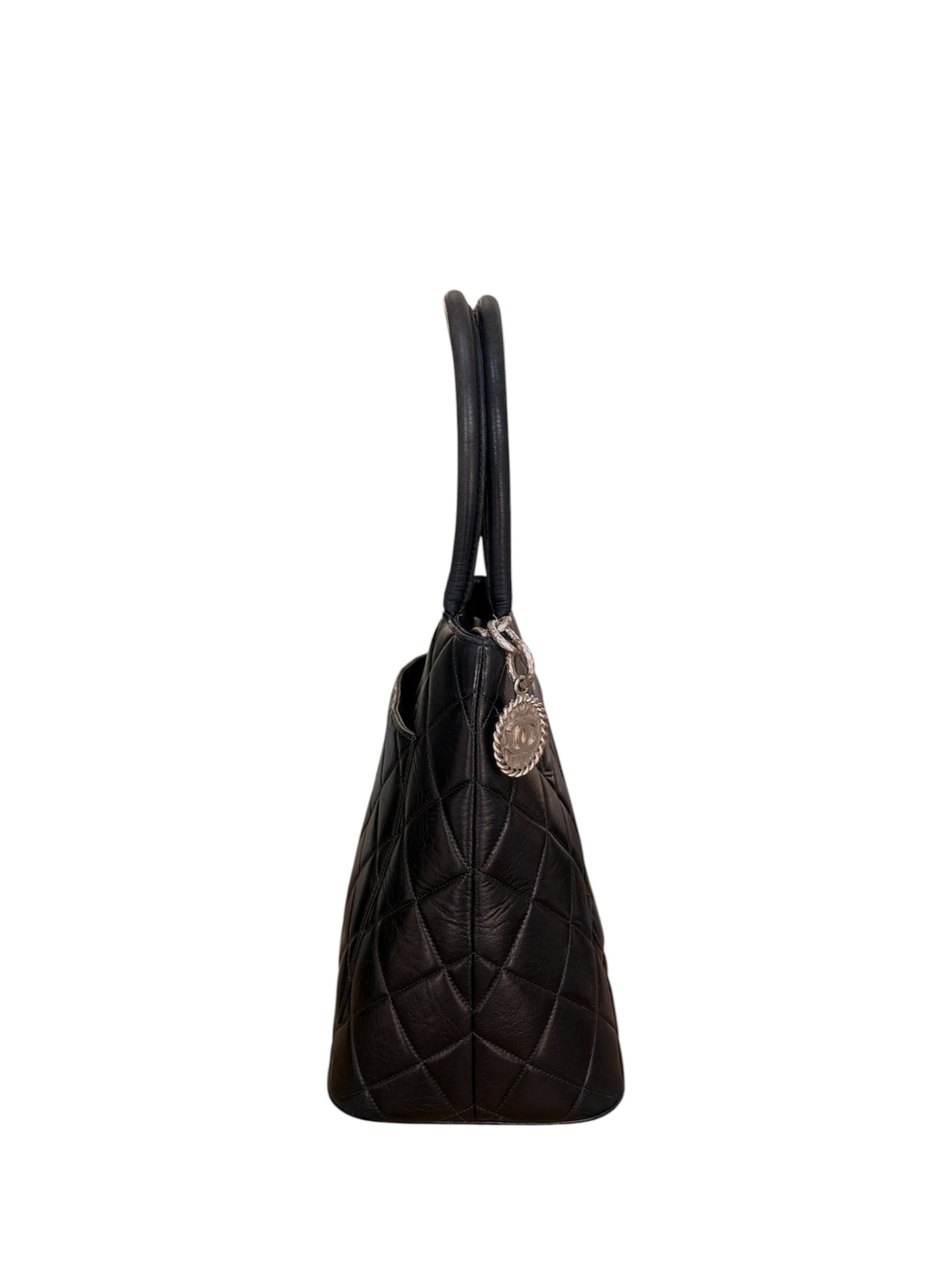 Chanel Medallion Tote Bag Black - Silver Hardware