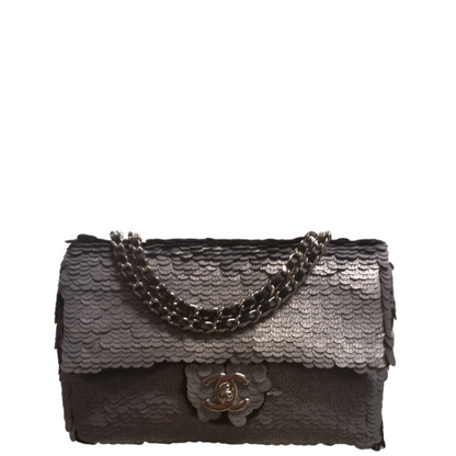 Chanel Dark Grey Sequin Small Flap Bag