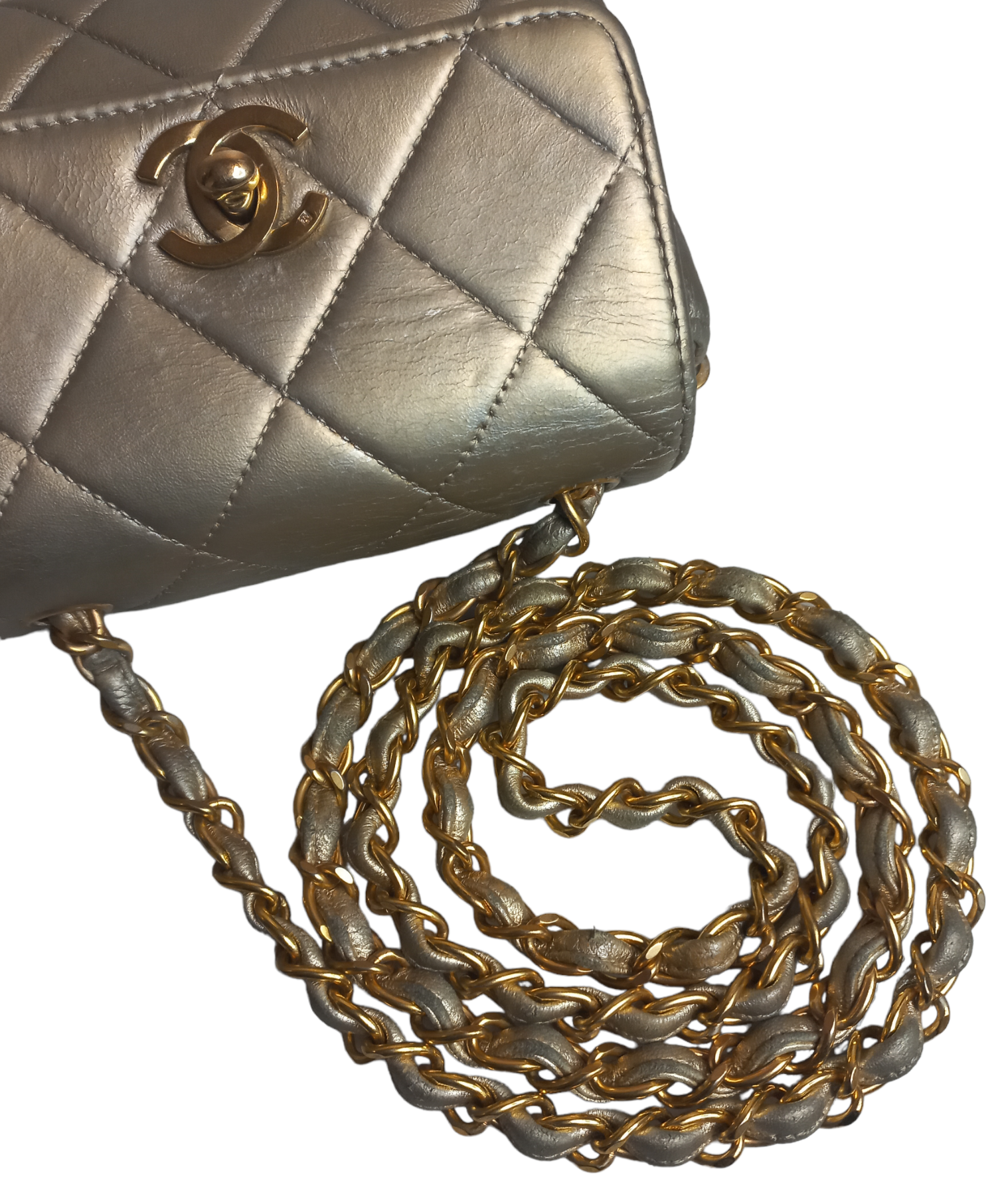 Chanel Mini Matelasse Ram Leather Single Flap Chain Bag Gold Chanel Mini Matelasse Ram Leather Single Flap Chain Bag Gold