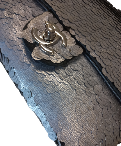 Chanel Dark Grey Sequin Small Flap Bag