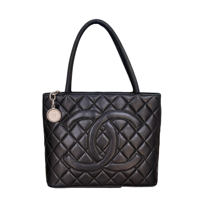 Chanel Medallion Tote Bag Black - Silver Hardware
