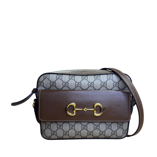 Gucci Horsebit 1955 Small Brown/Beige GG Supreme Shoulder Bag