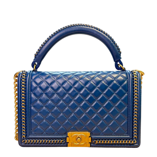 Chanel Boy Top Handle 28 Navy Blue