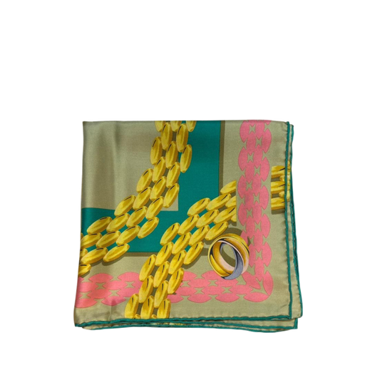 Must de Cartier silk scarf - Trinity ring & chain pattern