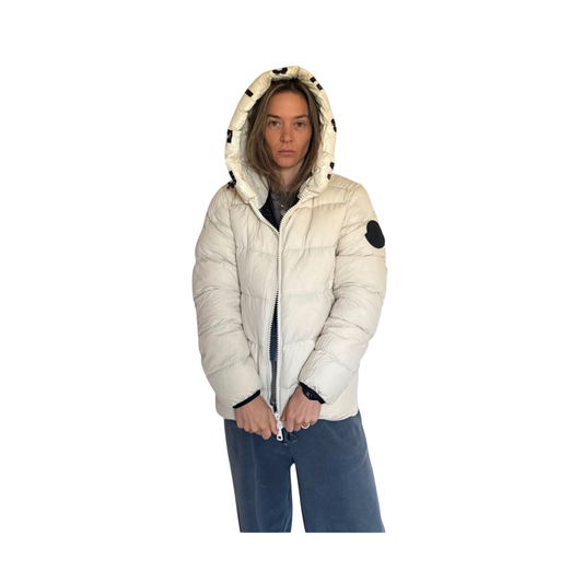 Moncler White Hooded Puffer Jacket