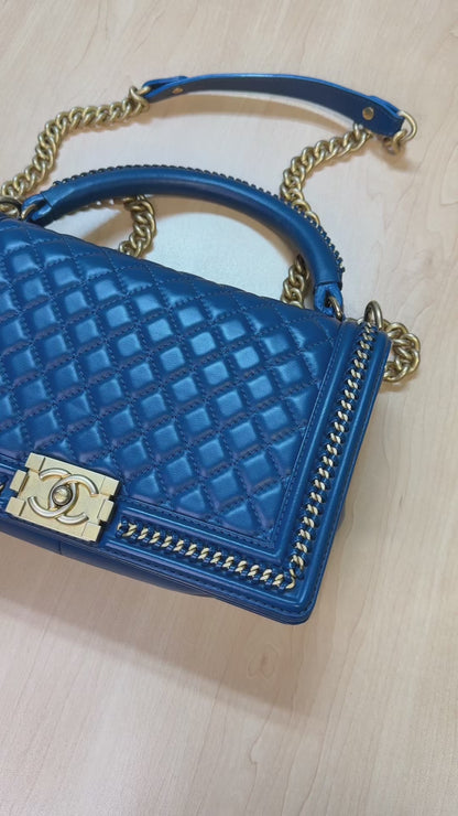 Chanel Boy Top Handle 28 Navy Blue