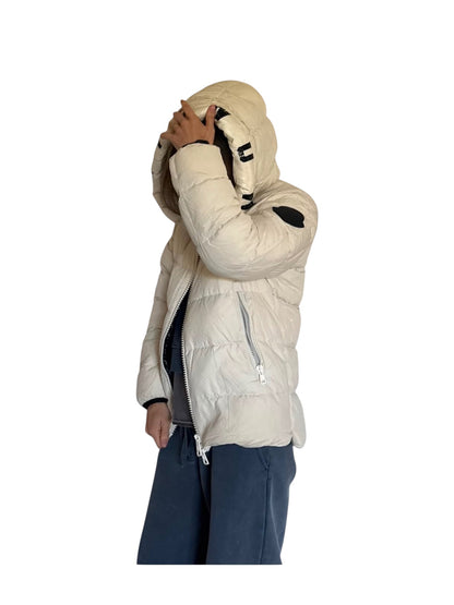 Moncler White Hooded Puffer Jacket