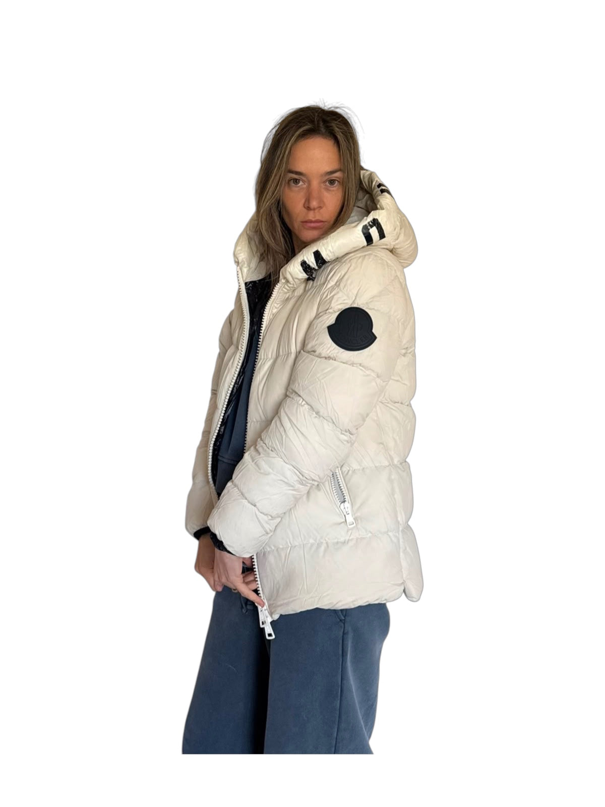 Moncler White Hooded Puffer Jacket